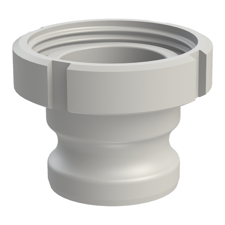 CPP 2″ male Camlock Type A × RD78 female DIN 11851 DN50 adaptor - natural GF polypropylene