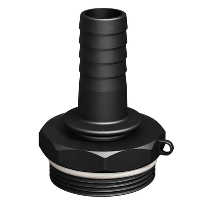 CPP® BCS G2 × 11.5 (2″ BSP/NPS) Drum Thread × 1″ Hose Tail in black glass-filled polypropylene – product view 1