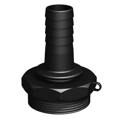 CPP® BCS G2 × 11.5 (2″ BSP/NPS) Drum Thread × 1″ Hose Tail in black glass-filled polypropylene – product view 2