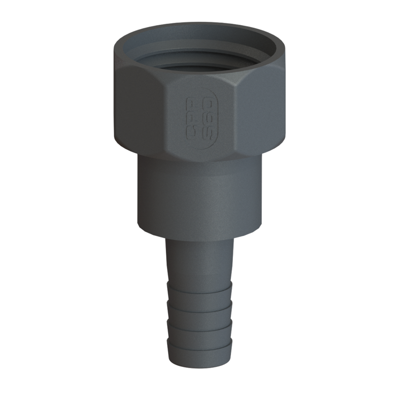 S60X6 Female Swivel × 1″ (25 mm) Hose Tail - GF Polypropylene - CPP®