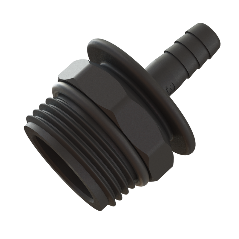 1″ BSPP Short Male / O-Ring × ⅜″ (10 mm) Hose Tail - GF Polypropylene - CPP®