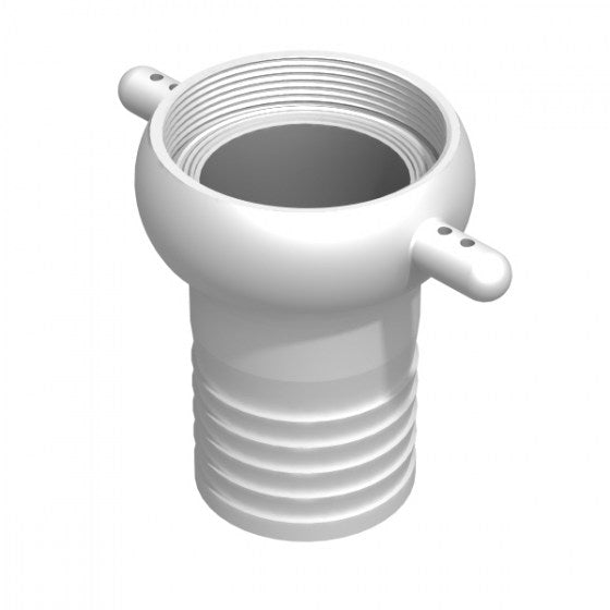 CPP® 2½ inch BSPP lugged female coupling with 2½ inch 63 mm hose tail in natural polypropylene